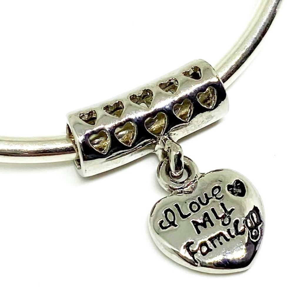 Pugster I Love My Family Heart Dangle Bracelet Charm - Fits Pandora